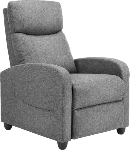 Miniatura 9 de Sweetcrispy Silla reclinable de masaje para adultos, asiento de cine en casa ajustable con soporte lumbar para sala de estar, reclinable de tela