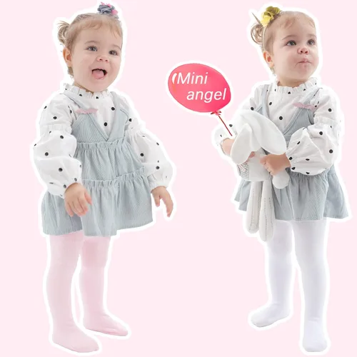Miniatura 4 de Mini angel Mallas de bebé antideslizantes para niña, mallas lisascon aspecto de zapato, mallas sin costuras, mallas de algodón cálidas