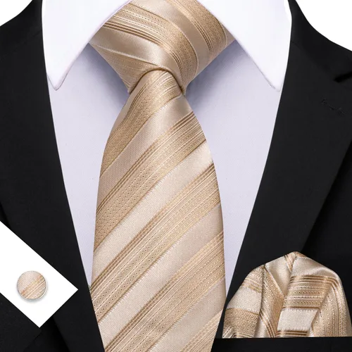 Miniatura 159 de Barry.Wang Juego de corbatas para hombre, corbata de seda a rayas, tejido a cuadros, gemelos formales, negocios, boda