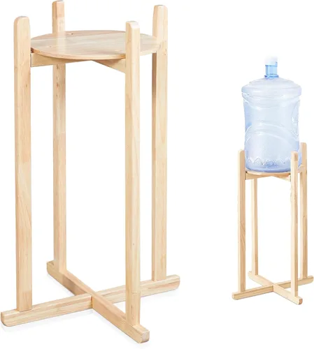 Pinkunn Dispensador de agua pintado de madera de 27 pulgadas, soporte para plantas de suelo, soporte moderno minimalista para jarra de madera con 1