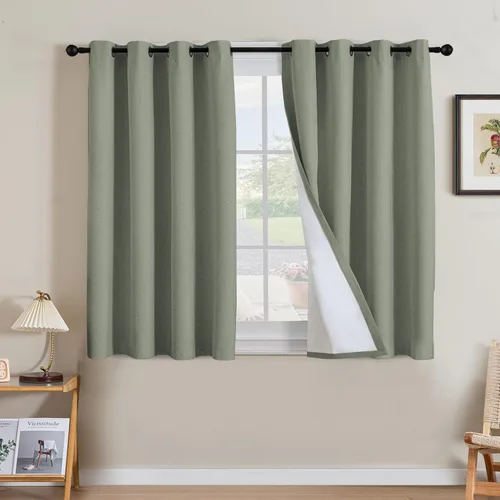 Miniatura 26 de H.VERSAILTEX Cortinas opacas de lino de 63 pulgadas de largo, 100% absolutamente opacas, con aislamiento térmico, con textura de lino, con ojales