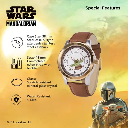 Miniatura 4 de Star Wars The Mandalorian Reloj de cuarzo analógico para adultos