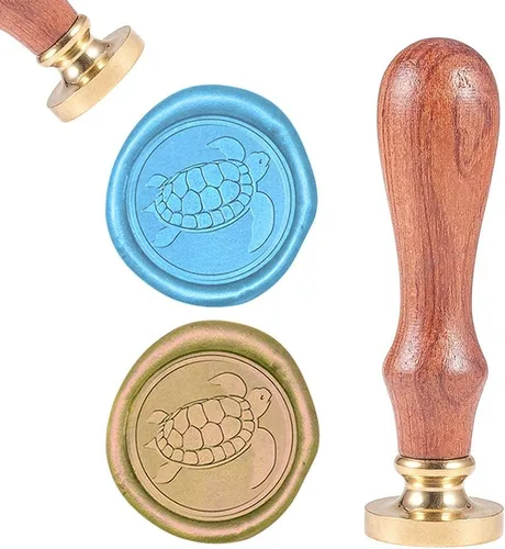 Miniatura 8 de CRASPIRE Sello de cera de tortuga marina de 0.984 in, sello de sellado de verano oceánico, vintage, retro, cabeza de latón, mango de madera