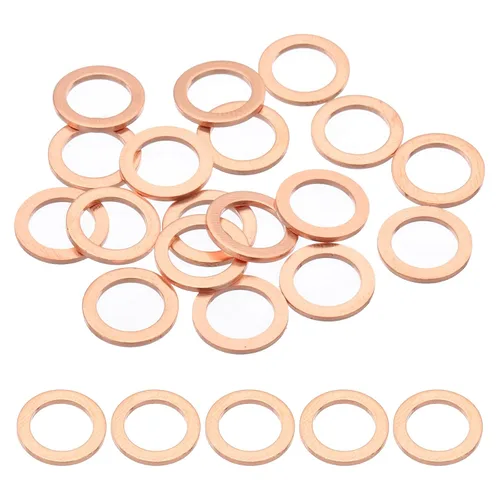 Miniatura 25 de PATIKIL Arandelas de cobre M12, arandelas de cobre M12 de 0.472 x 0.709 x 0.059 in de cobre, arandelas planas métricas, kit surtido de arandelas