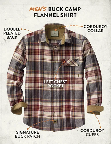 Miniatura 5 de Legendary Whitetails Men's Buck Camp Flannel Plaid Shirt