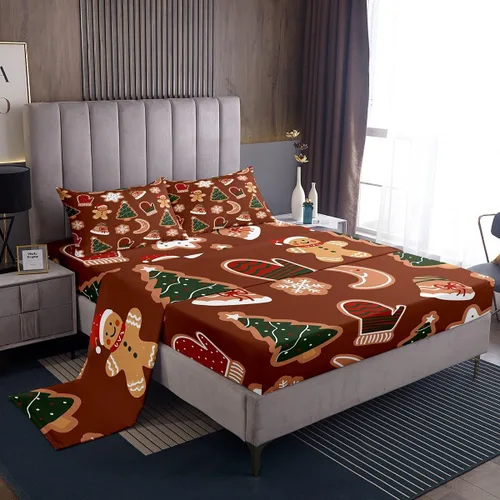 Miniatura 18 de Erosebridal Juego de sábanas de Navidad tamaño individual, juego de sábanas de renos y ciervos de dibujos animados para niños, adolescentes