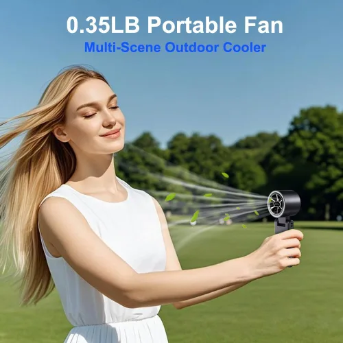 Miniatura 6 de CAZOKASI Ventilador de mano recargable de viento fuerte con iluminación ambiental 4 IN1 5000mAh hasta 22H para cuello de clip de cintura