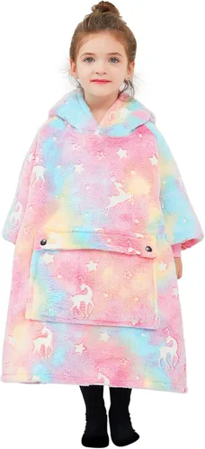 Miniatura 65 de KFUBUO Manta portátil con capucha de sherpa para niños, todos los patrones, sudadera de gran tamaño con bolsillo, regalos de cumpleaños para niñas