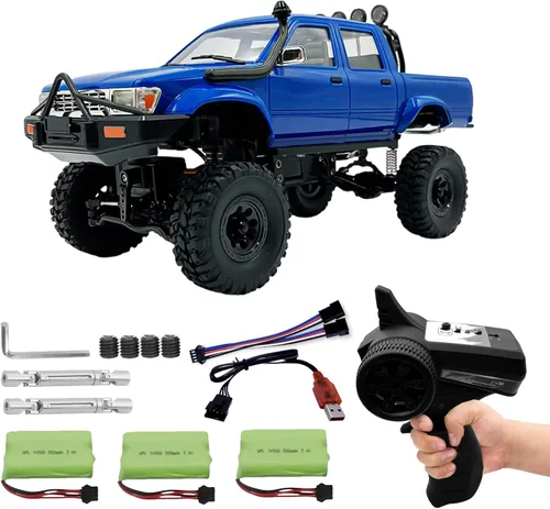 WPL C64-1 Coche RC a escala 1:16 RC Crawler RTR RC Rock Truck 4x4 Modo de vehículo todoterreno 260 Motor Nueva caja de cambios con 3 baterías