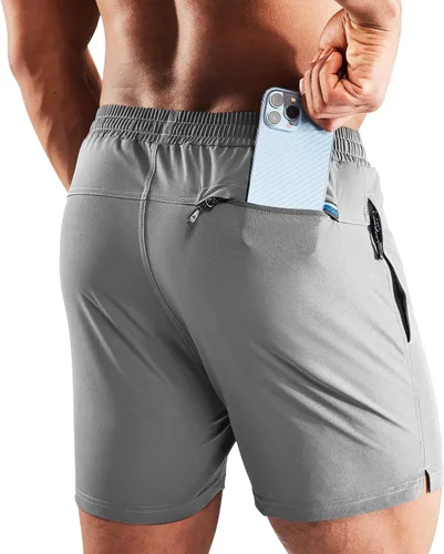 Haimont Pantalones cortos de nailon de secado rápido para hombre con bolsillos con cremallera, ligeros, resistentes al agua, para exteriores