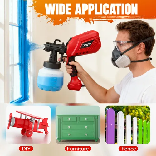Miniatura 7 de Pistola de pintura eléctrica HVLP de 750 W, recipiente desmontable de 40.58 onzas, 4 boquillas, 3 patrones de pulverización y control de flujo