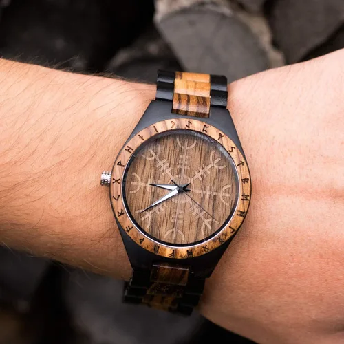 Miniatura 4 de Viking Gifts for Men Exquisite Norse Watch in Custom Wooden Box - Timeless Elegance