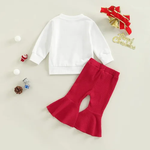 Miniatura 89 de Conjunto de sudadera con cuello redondo y estampado de pastel de calabaza para niña, camiseta y pantalones acampanados