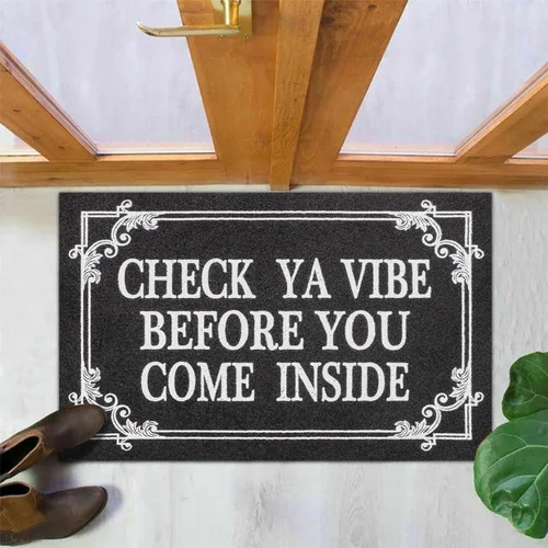 Miniatura 4 de Tapete Interior para Puerta, Tapetes de Bienvenida para Puerta Principal, Entrada Exterior, Tapete Negro para Puerta, Check Ya Vibe Before You Come