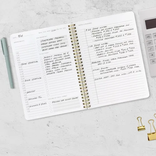 Miniatura 7 de ZICOTO Hermoso planificador diario y cuaderno con horario por hora, bloc de notas estético en espiral para organizar fácilmente tus tareas y citas