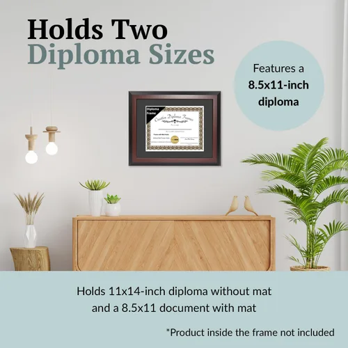 Miniatura 4 de CreativePF, marco para diploma, de madera de caoba, de 11 x 14 pulgadas, con un paspartú blanco para diplomas de 8.5 x 11 pulgadas, con pie y gancho