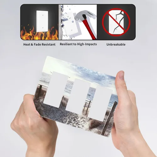 Miniatura 102 de Cubiertas de placa de pared de 3 gang con interruptor de luz de triple palanca, en negro y dorado con esplendor de oro rosa, estampado floral