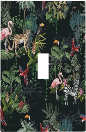 Miniatura 20 de Cubierta decorativa para interruptor de luz, diseño de pájaros y flores florales en blanco y negro, 2 bandas, cubierta decorativa para pared, placa