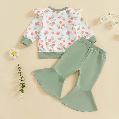 Miniatura 18 de Kaipiclos Ropa occidental para bebé niña, con lindo estampado con volantes, manga larga, pantalones para otoño e invierno, trajes de vaquera