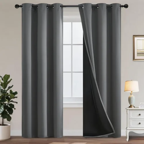 Miniatura 192 de Yakamok Cortinas negras, cortinas de ventana con aislamiento térmico y eficiencia energética para dormitorio, cortinas opacas completas y cortinas