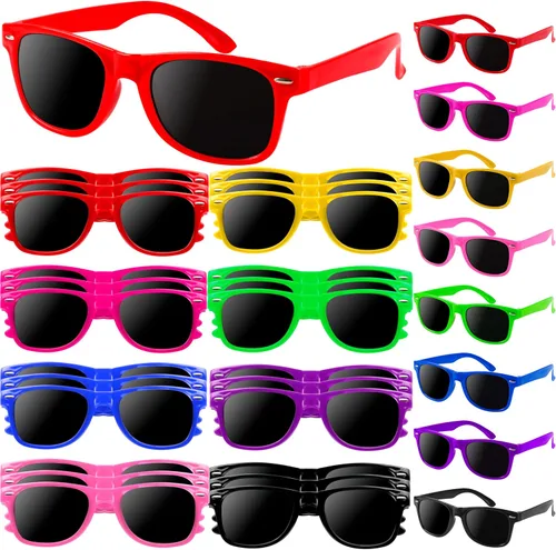 24 lentes de sol para niños a granel, recuerdos de fiesta para niños y niñas de 3 a 8 años, lentes de sol neón con protección UV400 para verano,