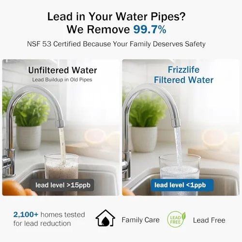 Miniatura 6 de Frizzlife Sistema de filtro de agua para debajo del fregadero, certificado NSF/ANSI 53 y 42 de alta capacidad de conexión directa bajo el mostrador