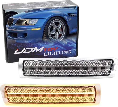iJDMTOY Luces de marcador laterales con tira LED ámbar para parachoques delantero semidansparente compatible con BMW Z3 Roadster convertible