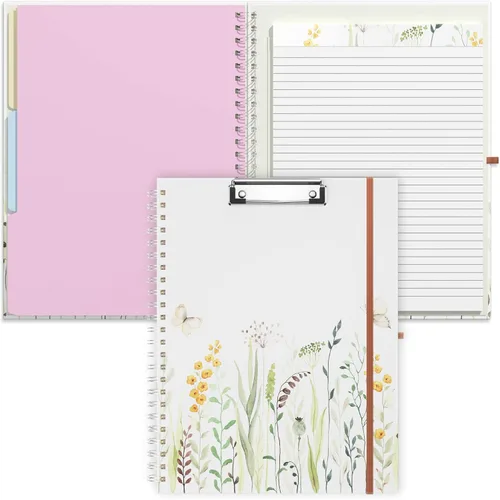 Miniatura 19 de Rimilak Spiral Clipboard Folio with Refillable Lined Notepad, 14.5 x 9.8 In, Hardcover Cover with 5 Interior Pockets, Elastic Band and Pen Loop