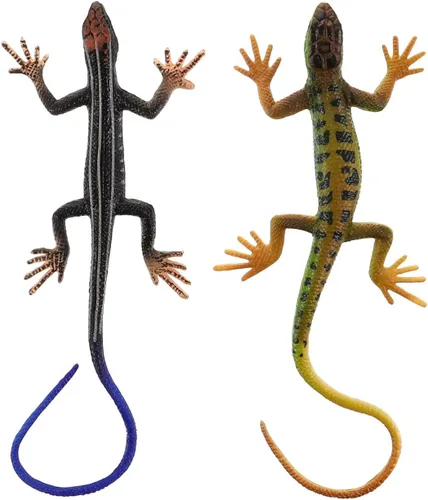 NUOBESTY Realista falso lagarto modelo artificial reptil plástico lagarto figuras de acción trucos juguetes educativos broma 2 piezas