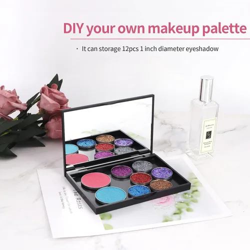 Miniatura 3 de Paquete de 5 paletas magnéticas de maquillaje con espejo, caja de almacenamiento dispensadora de cosméticos vacía para sombra de ojos, labios