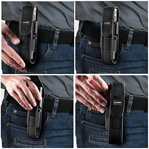 Miniatura 4 de PALUMMA Funda de nailon para linterna con mosquetón, soporte de cinturón de linterna de ajuste flexible para la mayoría de marcas de tamaño de hasta