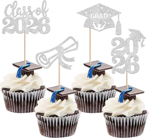 Miniatura 10 de 24 piezas de decoración de cupcakes de graduación para fiesta 2026, selecciones de cupcakes de noche de graduación 2026, decoraciones para pasteles