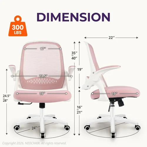 Miniatura 2 de NEO CHAIR Silla de escritorio para oficina y gaming ergonómica con soporte lumbar ajustable, altura regulable, ruedas giratorias, brazos abatibles