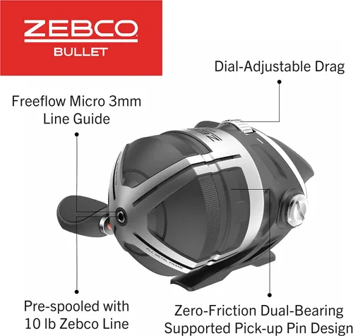 Miniatura 5 de Zebco Bullet Spincast Reel and Fishing Rod Combo, IM8 Graphite Fishing Pole with MaxTac Grip Rod Handle, Changeable Right- or Left-Hand Retrieve