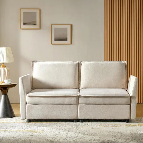 Miniatura 8 de HULALA HOME Sofá seccional modular, sofá grande en forma de U de 8 asientos con otomano de almacenamiento, sofá cómodo de chenilla con asiento