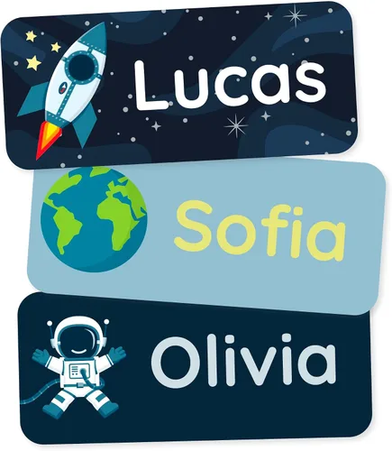 Miniatura 11 de Etiquetas de nombre personalizadas para niños (60) – Adhesivos personalizados impermeables y duraderos para ropa, guardería, oficina y suministros