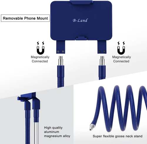 Miniatura 4 de B-Land Soporte para teléfono celular, soporte universal para teléfono móvil, soporte perezoso, soporte de montaje flexible de bricolaje con Azul