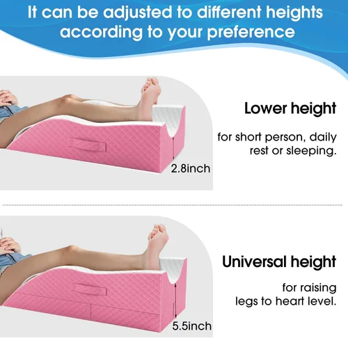 Miniatura 17 de TranquilRelax Almohadas de elevación para pierna después de la cirugía, almohada de cuña ajustable de espuma viscoelástica para lesiones o descanso
