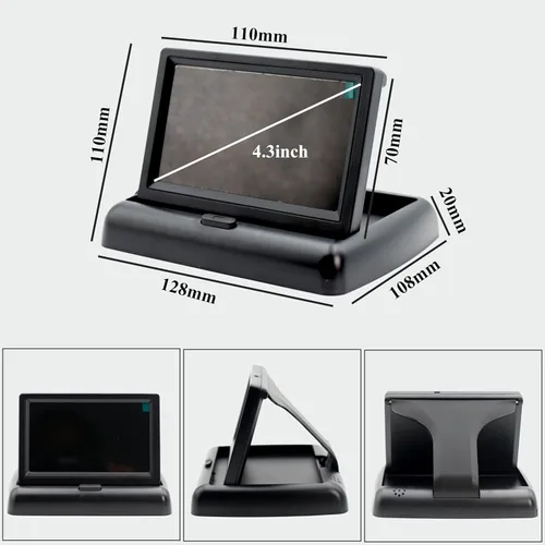 Miniatura 4 de Monitor plegable TFT LCD de 4.3 pulgadas para coche, cámara de respaldo inversa, cámara de respaldo para coche, sistema de aparcamiento de video