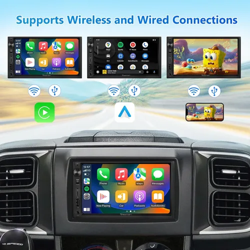 Miniatura 3 de EONON - Estéreo de coche de 7'' de doble DIN, inalámbrico CarPlay y Android Auto, receptores de audio para coche con cámara de respaldo AHD, DSP