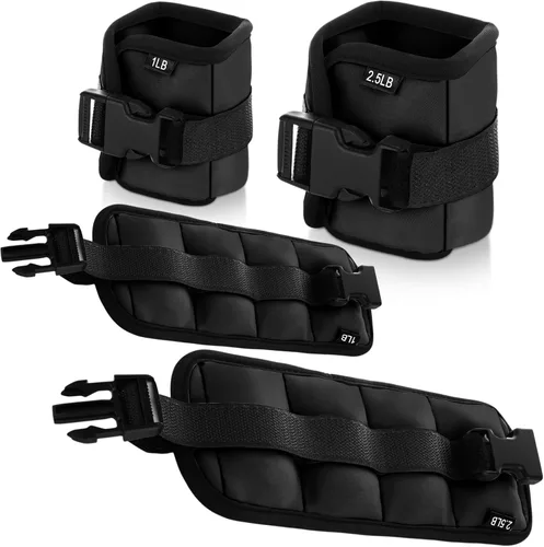 Miniatura 17 de Hollowfly 2 pares de pesas de tobillo y muñeca para ejercicios terrestres o acuáticos, puños acuáticos, bandas de fitness de aeróbicos acuáticos Azul