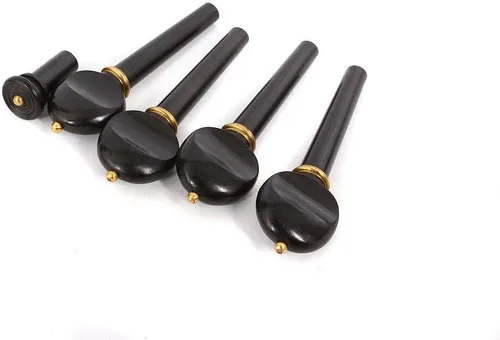 Miniatura 2 de Yinfente Juego de accesorios para violín de tamaño completo 4/4, incluye clavijas de madera de ébano, pieza de cola, afinador fino, soporte