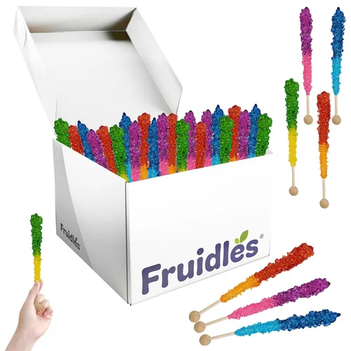 Fruidles Paletas Rocksicles multicolor Pops Candy Chups, surtido de colores y sabores, caramelo de roca sin envolver (paquete de 24)