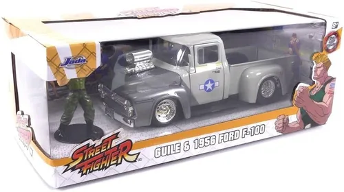 Miniatura 6 de Jada Street Fighter 1:24 1956 Ford F-100 - Coche fundido a presión y figura de Guile de 2.75 pulgadas, juguetes para niños y adultos