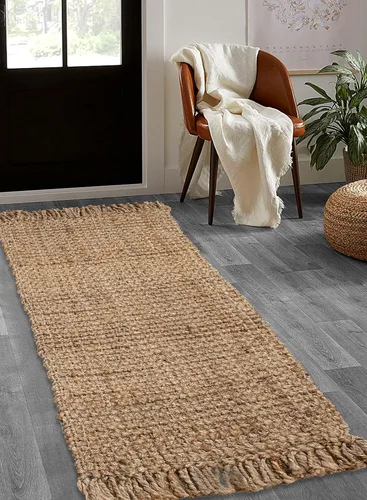 Miniatura 5 de Alfombra tejida a mano de yute grueso de 2 x 3 pies, natural, decoración de casa de campo, alfombra bohemia ideal para dormitorio, cocina, sala