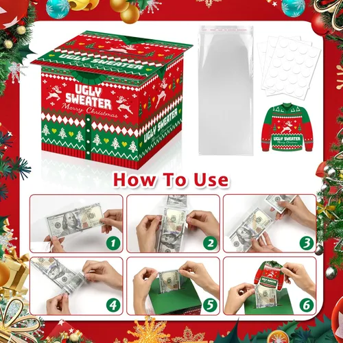 Miniatura 5 de Suministros para fiestas de Navidad, caja de tarjetas de felicitaciones, cajas de regalo para regalo de Navidad, cajas de regalo de papel navideño