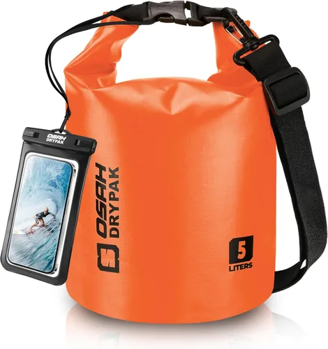 Miniatura 25 de Bolsa seca impermeable, 5L/10L/20L/30L/40L Mochila de almacenamiento ligera con funda para teléfono para mujeres y hombres, saco impermeable Gris