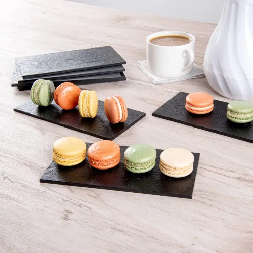 Miniatura 3 de Restaurantware Platos de servir de 7 x 3.5 pulgadas, 100 tablas rectangulares de charcutería, imitan el aspecto de platos de plástico negro pizarra