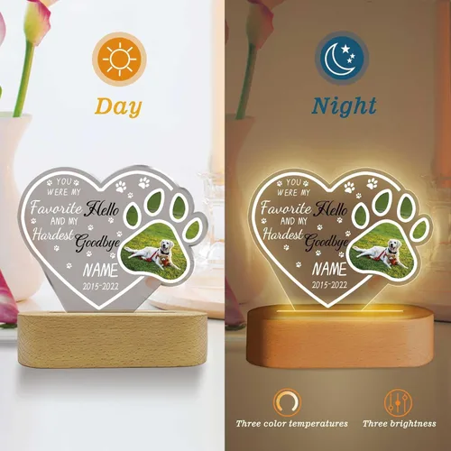 Miniatura 6 de Lámpara Nocturna Personalizada de Recuerdo para Mascotas, Lámpara de Noche de Simpatía, Lámpara de Acrílico Personalizada con Foto, Placa de Foto