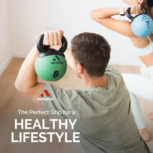 Miniatura 7 de Aeromat Elite Mini Kettlebells – Weighted Exercise Medicine Ball with Anti-Slip Grip & Wide Handle, Strength Training Kettlebell for Squats